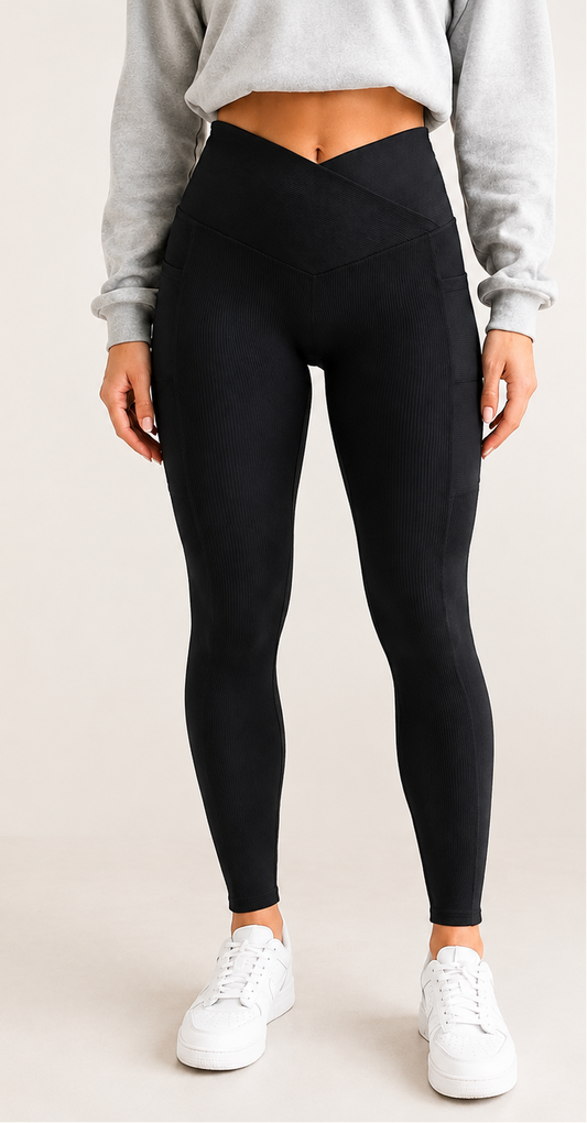 Max Sculpt Ribbed Leggings Regular Black Only