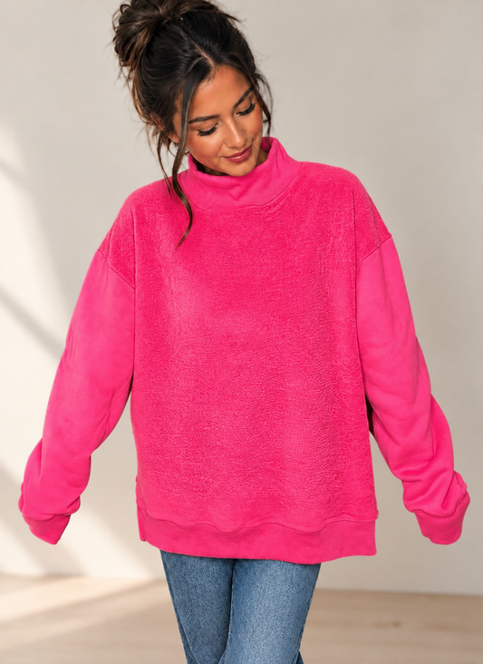 Oversized Inside Out and Reversible Mockneck Sweatshirt