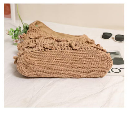 Heart Pom Crochet Tote