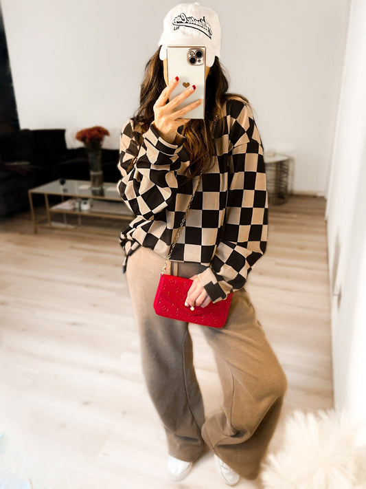 Charlie Checkered Corded Crew Set - Girl Code Couture