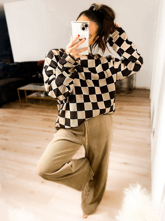 Charlie Checkered Corded Crew Set - Girl Code Couture