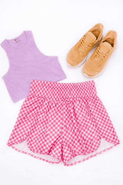 Cheyenne Athleisure Checkered Shorts - Girl Code Couture
