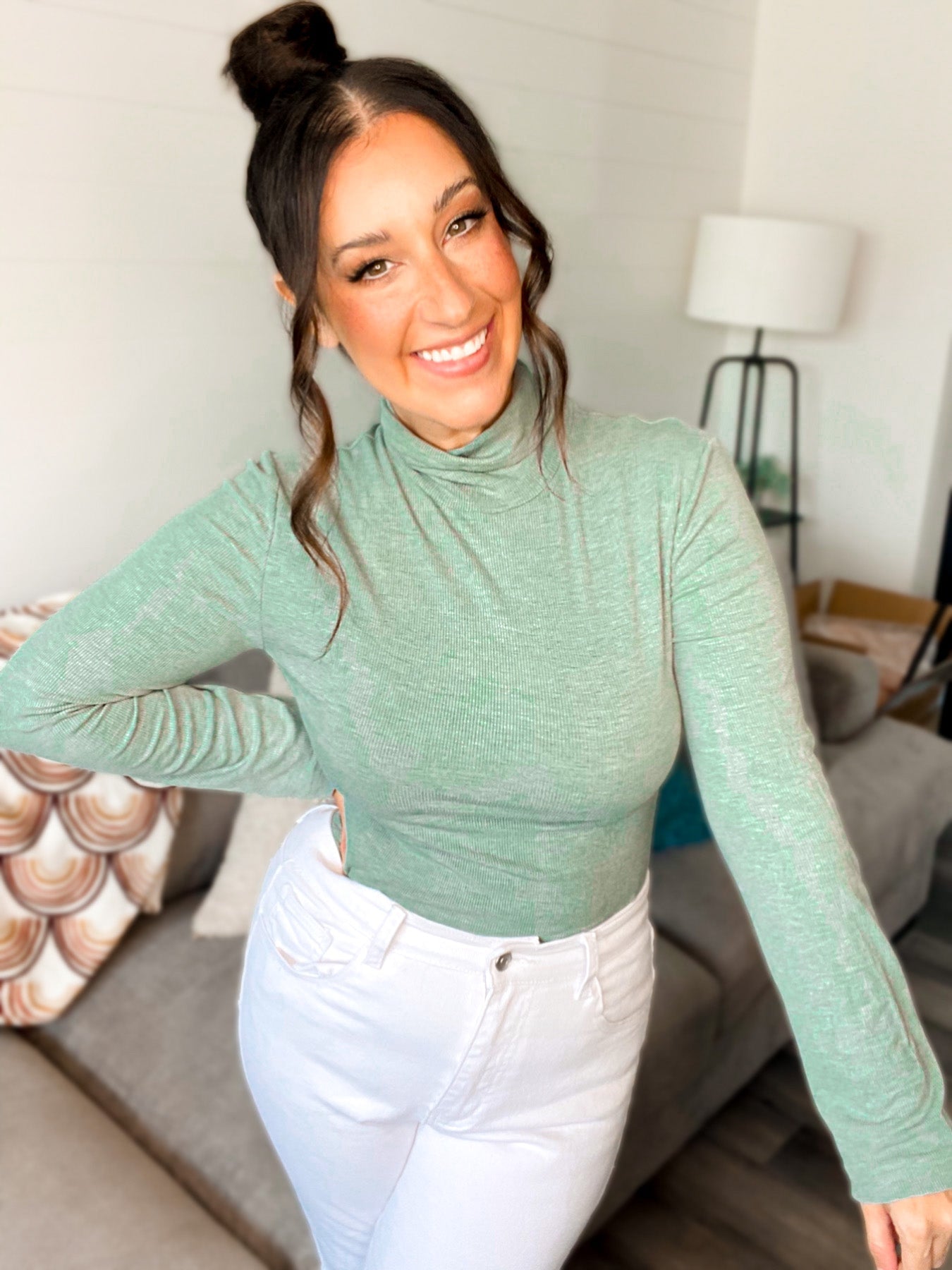 Emily Everyday Ribbed Turtleneck Bodysuit - Girl Code Couture