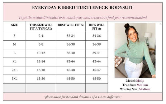 Emily Everyday Ribbed Turtleneck Bodysuit - Girl Code Couture