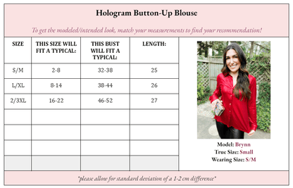 Halo Holographic Button - Up Blouse - Girl Code Couture
