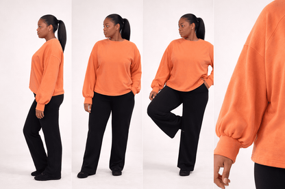 Light Fleece Midi Balloon Sleeve Sweater - Girl Code Couture