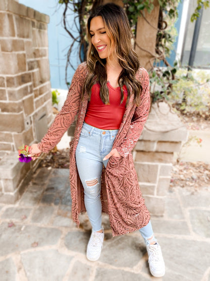 Mabel Mesh & Velvet Duster Cardigan - Girl Code Couture
