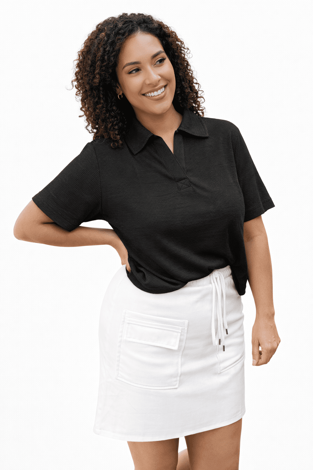 Rory Ribbed Cropped Tennis Tee - Girl Code Couture