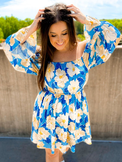 Sabrina Smocked Bell Sleeve Dress - Girl Code Couture