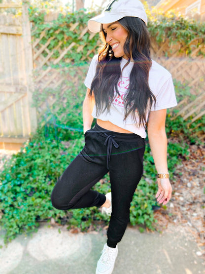 Tommy Two Tone Waffle Front Joggers - Girl Code Couture